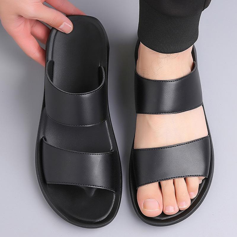 2025 Summer New Men's Cool Slippers Fashion Leather Casual Slipper Outdoor Non Slip Flat Beach Sandals for Men Designer Slippers