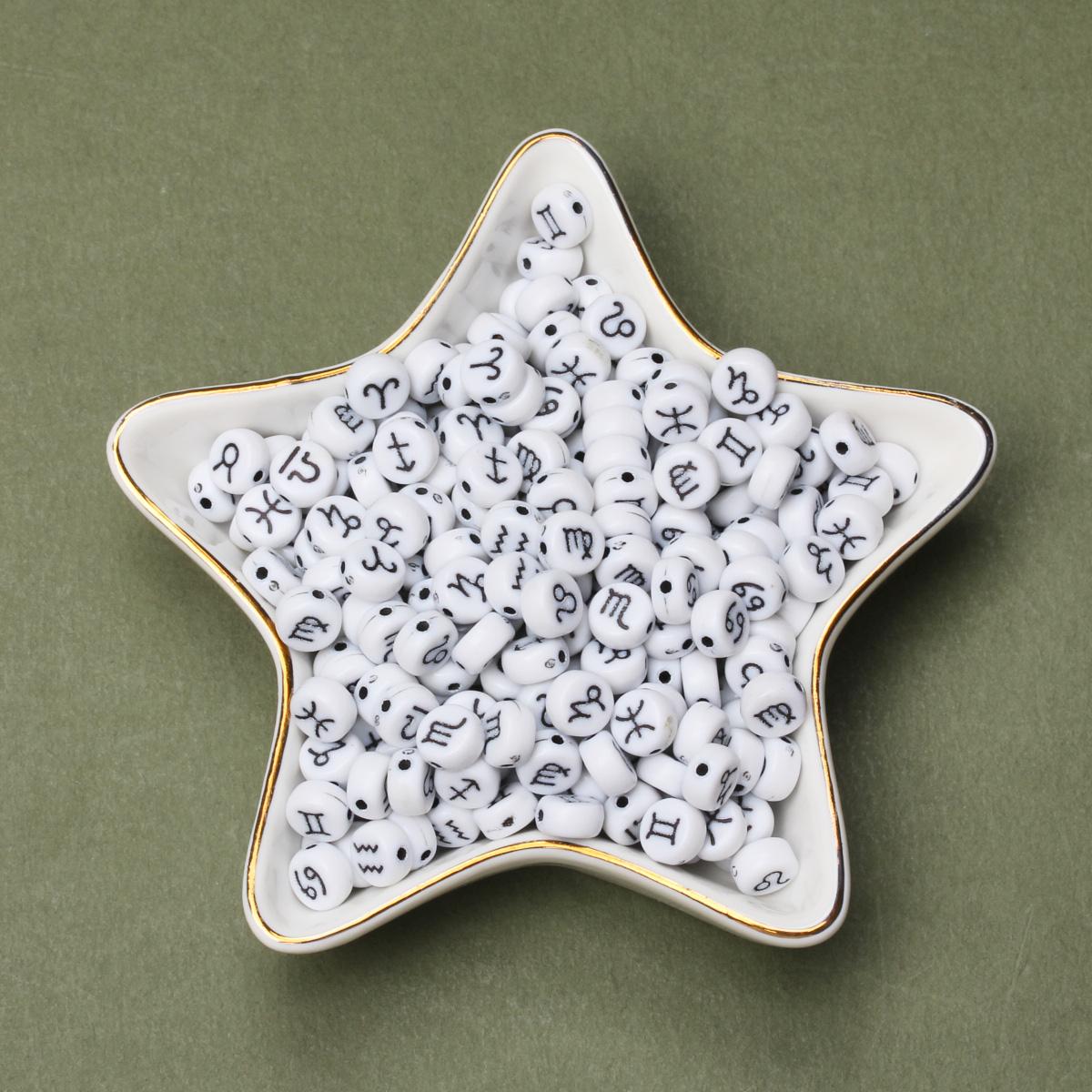 

80 шт. 7 мм разноцветные акриловые бусины-разделители с двенадцатью знаками зодиака для изготовления ювелирных изделий, материалы для рукоделия, аксессуары для ювелирных изделий