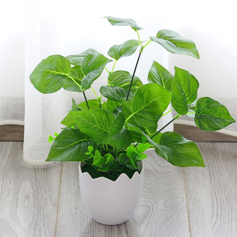 Ornements de Plantes Artificielles Vertes Premium pour Bureau - Décor Herbe et Fleurs en Soie