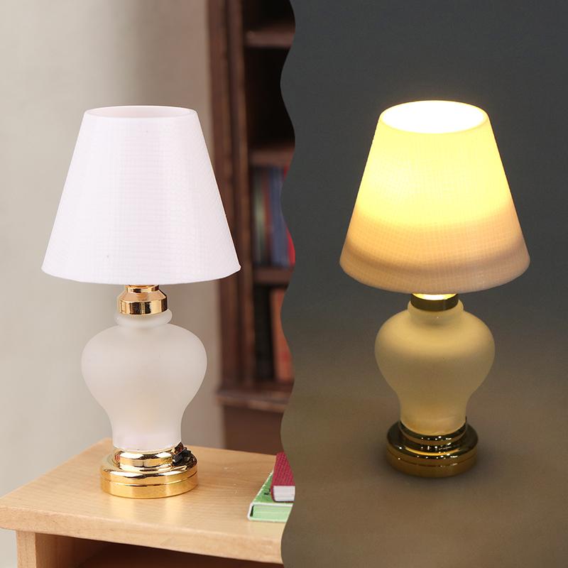 1/12 Dollhouse Miniature Desk Lamp Led Lamp Bedside Lamp Model Doll Home Simulation Table Lamp Furniture Decoration Toy