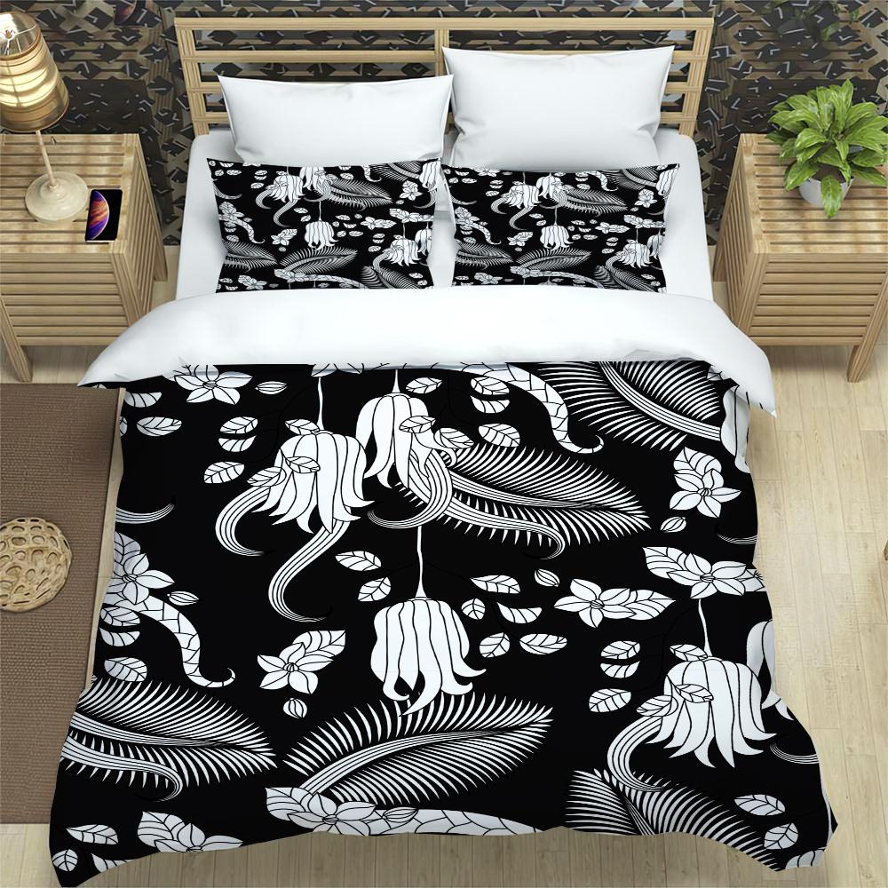 Fiori Tucano Re Regina Copripiumino Donna Vintage Floreale Set Biancheria da Letto Blu Pianta Copripiumino 2/3pz Poliestere Coperta Trapuntata
