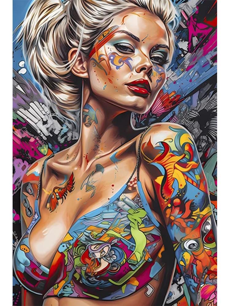 5D DIY Diamond Painting Skull Face Woman Rhinestone Mosaic Tattoo Girl Diamond Embroidery Art Mosaic Home Decor Handmade Gift