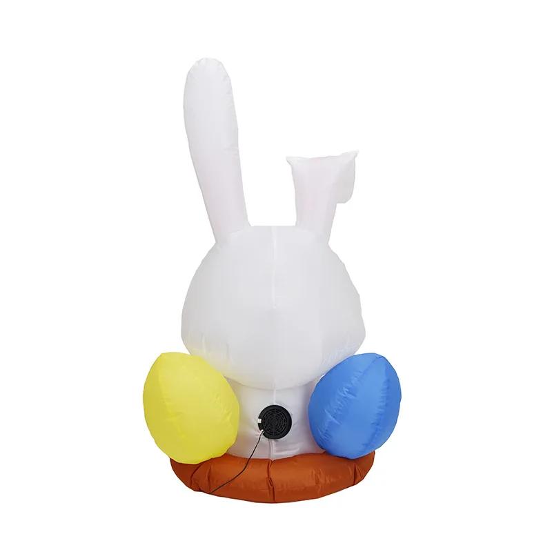 4 FT Happy Easter Bunmy Inflatable Toy For Garden Yard Cartoon Cute Inflatable Rabbit With Lights Outdoor Easter Decoration