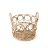 Woven Basket with Handles Handwoven Rattan Hamper Round Laundry for Living Room, Bedroom,