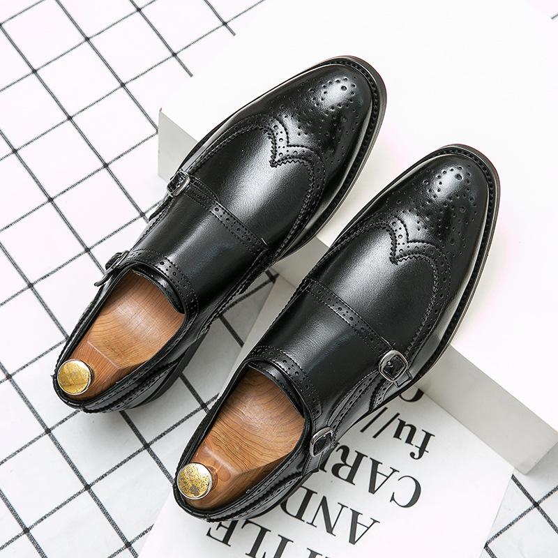 

2026 Casual Business Shoes Men s Classic Low Top Round Toe Brogue Shoes Luxury Retro Wear Resistant Leather Dress Shoes 38