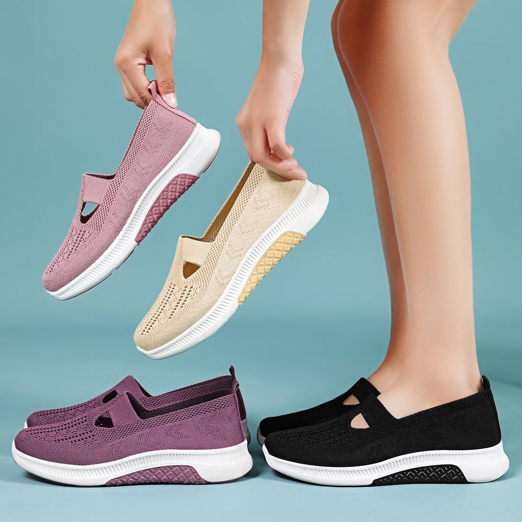 Women Shoes Spring Elderly Mom Shoes Breathable Soft Sole Slip On Casual Shoes Walking Shoes Casual Daily Comfortable Lightweight Sneakers