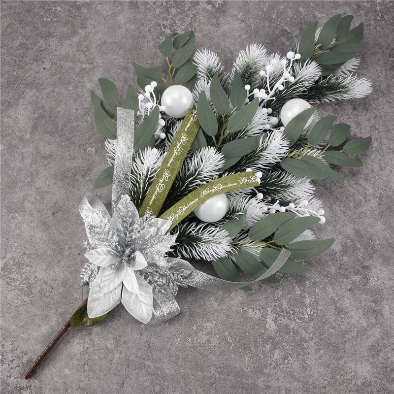 M-Modern-Artificial Christmas Teardrop Swag With Berry, Flower And Ball Ornaments For Front Door Indoor & Outdoor Home Xmas Deco