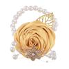 Satined Rose Pearls Design Wrist Corsage Wedding Wrist Flower Bride Wrist Accessory for Formal Occasion and Ceremonies