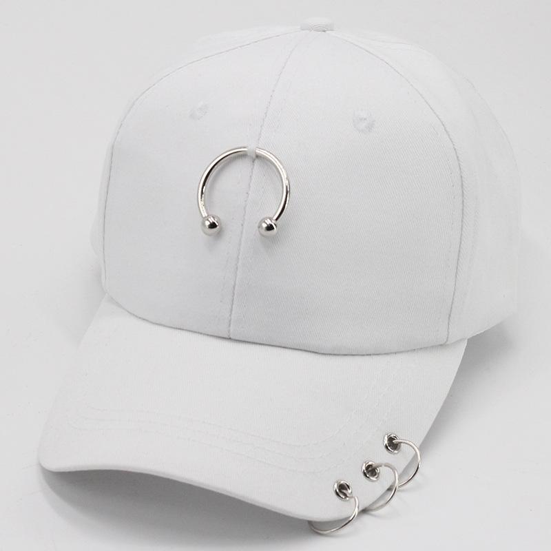 Dad Hat Creative Piercing Ring Baseball Cap Punk Hip Hop Caps Cotton Adult Casual Solid Adjustable Unisex Caps