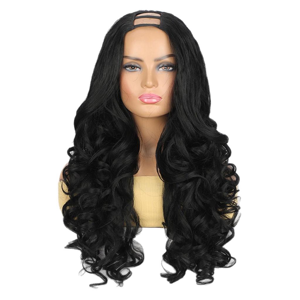 African Loose Wave Long Curly U-Part Wig Headwear