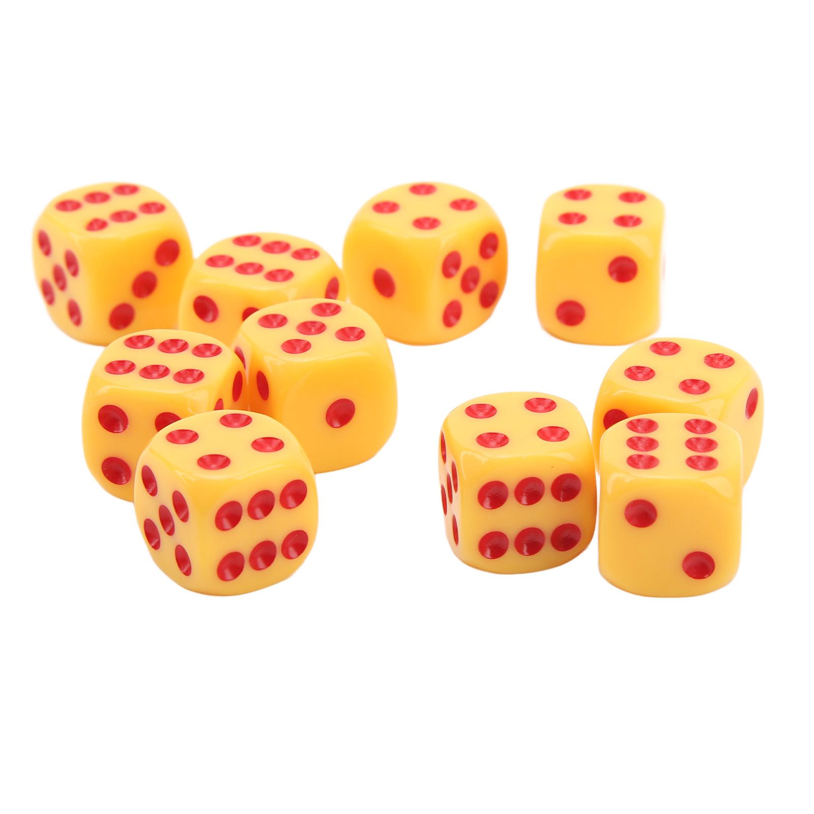 

20Pcs 16mm Rounded Corner Dice 6 Sided Game Dice Set for Table Board Games Math Games Yellow Red Dots