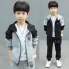 New Style Hooded Cardigan Two-Piece Suit for Boys - Medium & Large, Casual Sports Jacket for Spring & Autumn.