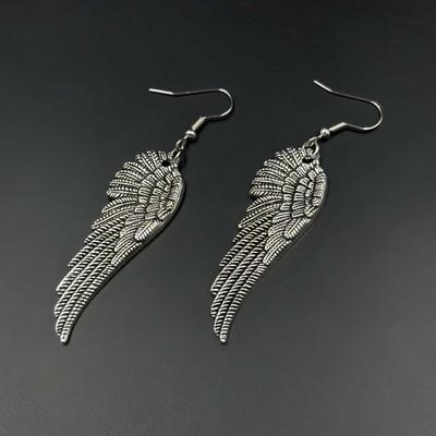 Korean Style Silver Wing Earrings: Hip Hop Punk Retro for Halloween
