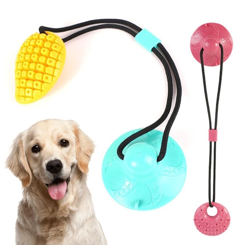 Leakage Food Dog Toy for Chewing Teething Suction Cup Pet Elastic Rope Slow Feeder Toy for Indoor Dogs Stress Relief