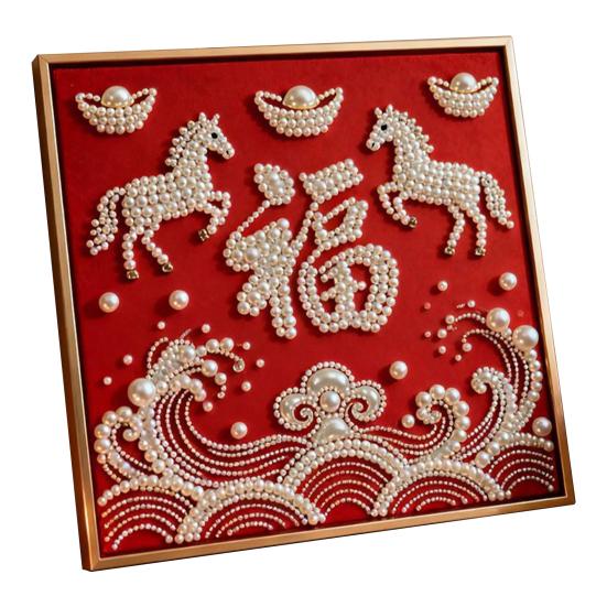 DIY Sada pro malování perlami pro dospělé Začátečníky Designy koní 3D perlové umění Řemeslná sada Předtištěné plátno Sada plastových per pro dekoraci na Nový rok Nápad na dárek