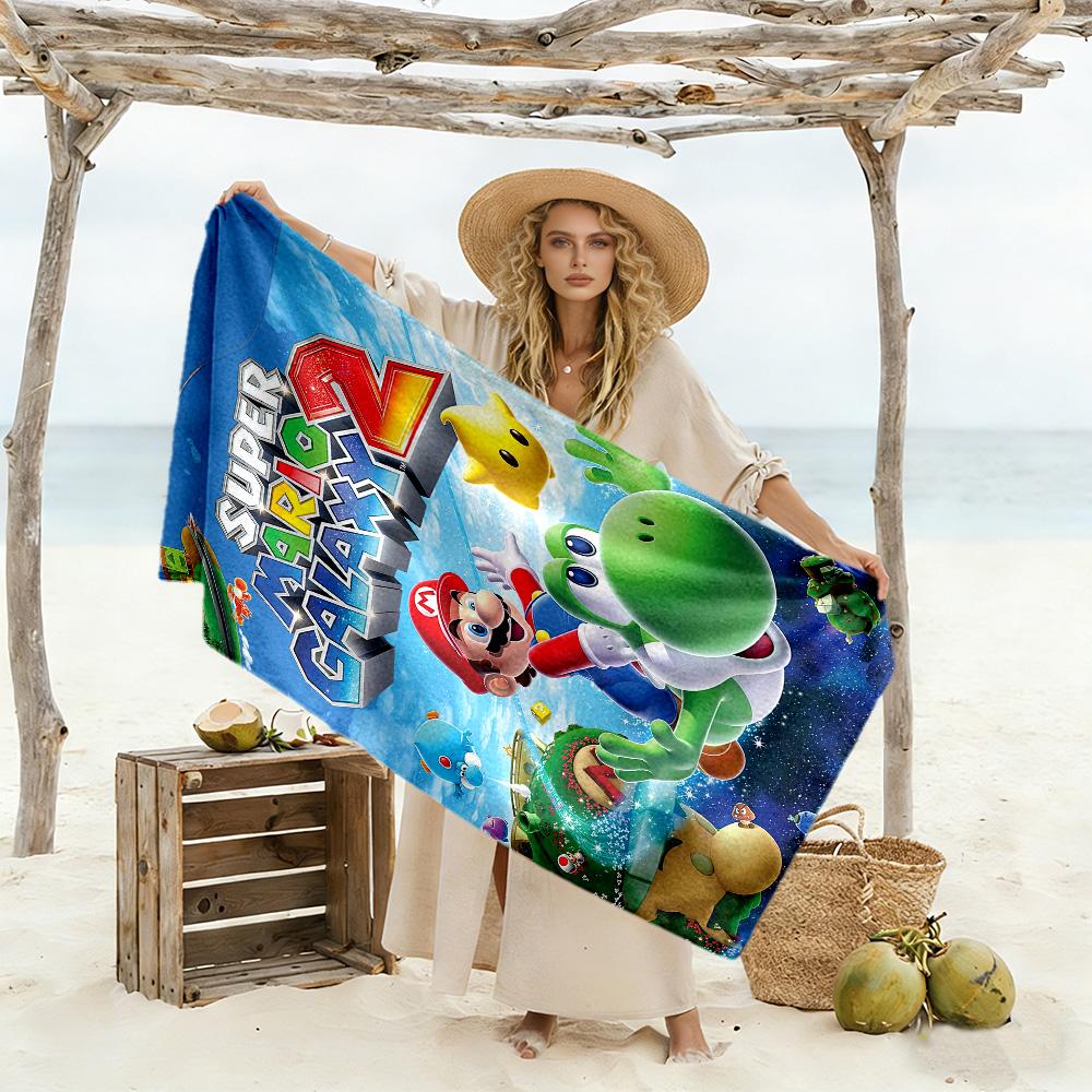 Mario Theme Beach Towel Super Soft & Absorbent Comfortable Lightweight Perfect for Traveling Yoga Camping and Swimming