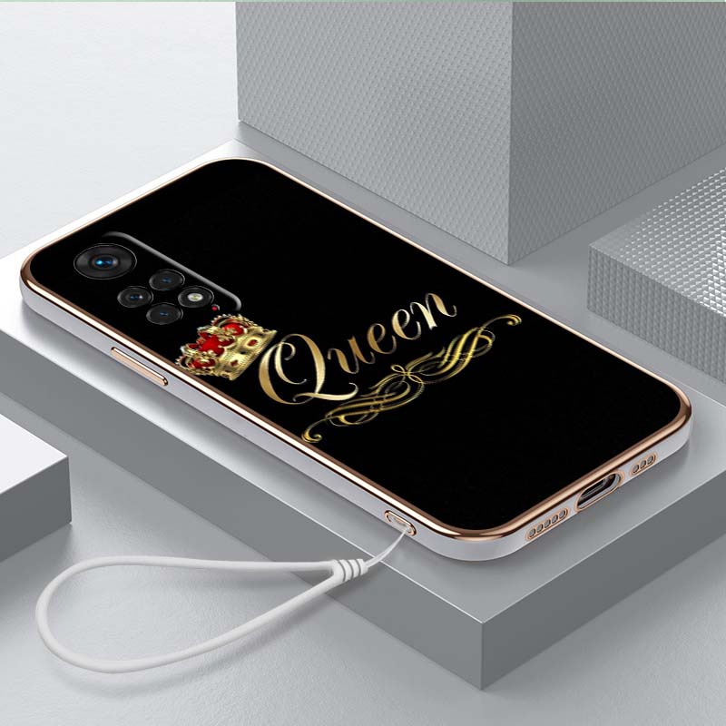 Husă de telefon TPU placată de lux cu șnur pentru Xiaomi Poco F1 F3 F4 F5 M3 M4 M5 X3 X4 X5 PRO 11 Lite 11T 12T 13T huse A30 King Queen Husă cupluri