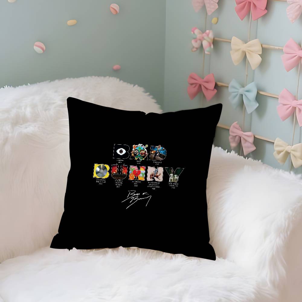 B-Bad B-Bunny Love X100pre Pillow Case Throw Pillow Cover Nordic Vintage Style Cushion Covers Home Living Room Sofa Couch Seat