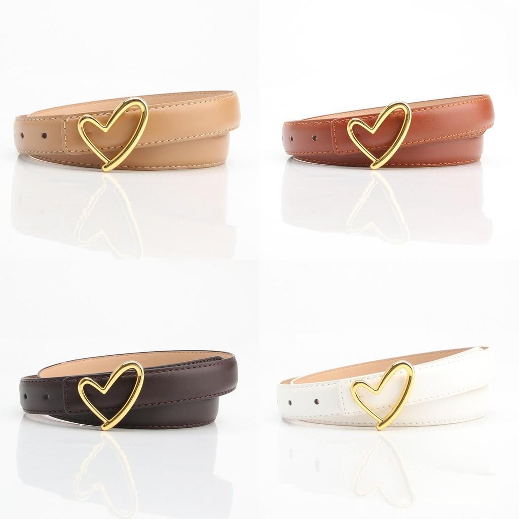 Stylish Womens Belt With Heartdesigned Metal Buckle And Embossed Faux Leather