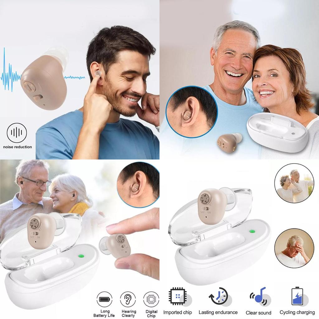 Aparelho Auditivo Recarregável Premium Intra-auricular Amplificador de Som Para Idosos Solução de Redução de Ruído