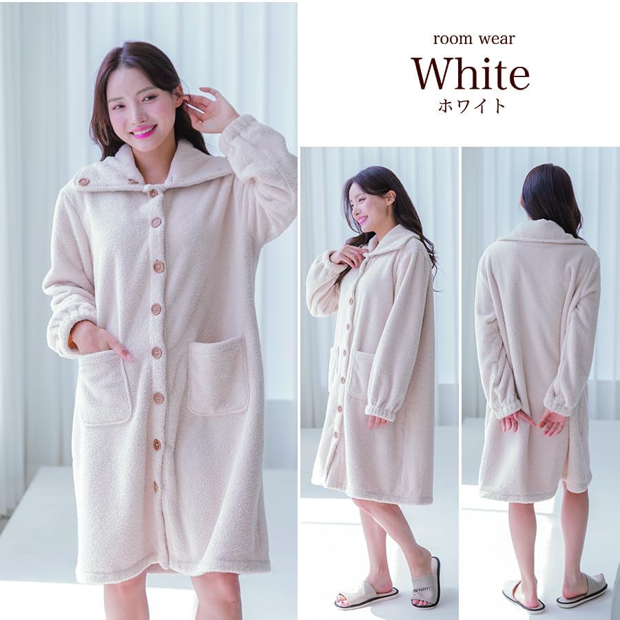 Room Room Long Blanket [growncharm] Women's Wear, Dress, Pajamas, Fluffy, Wear, Cardigan, [MOKO05] (White)