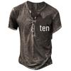2022 Spring/Summer 3D Print Large Men's Collarless Casual Short Sleeve T-Shirt