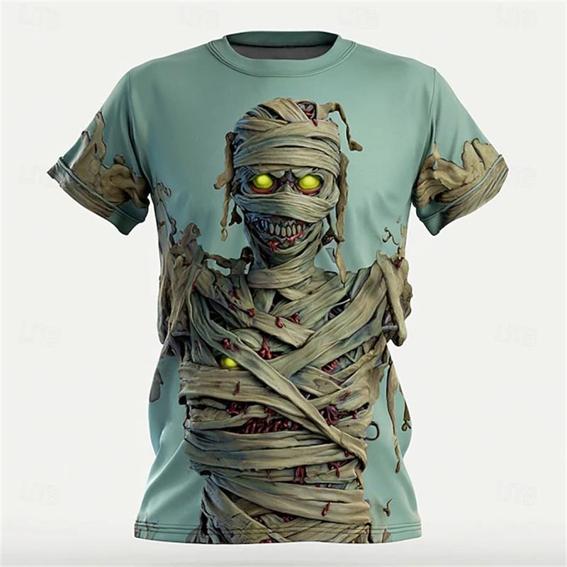 Zombie-Mumie Print Kinder T-Shirt Rundhals Locker Kurzarm T-Shirt Horror Party Street Boy T-Shirts Oberteil Mädchen Kleidung