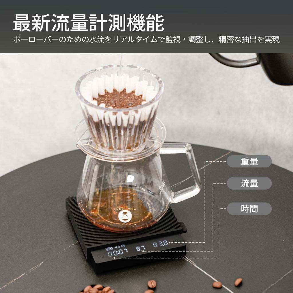 TIMEMORE Basic Mini Coffee Drip with Auto Suitable for Japanese Instruction Manual Black Scale, 0.1g Accuracy, Scale, Compact, Rechargeable, Mode,