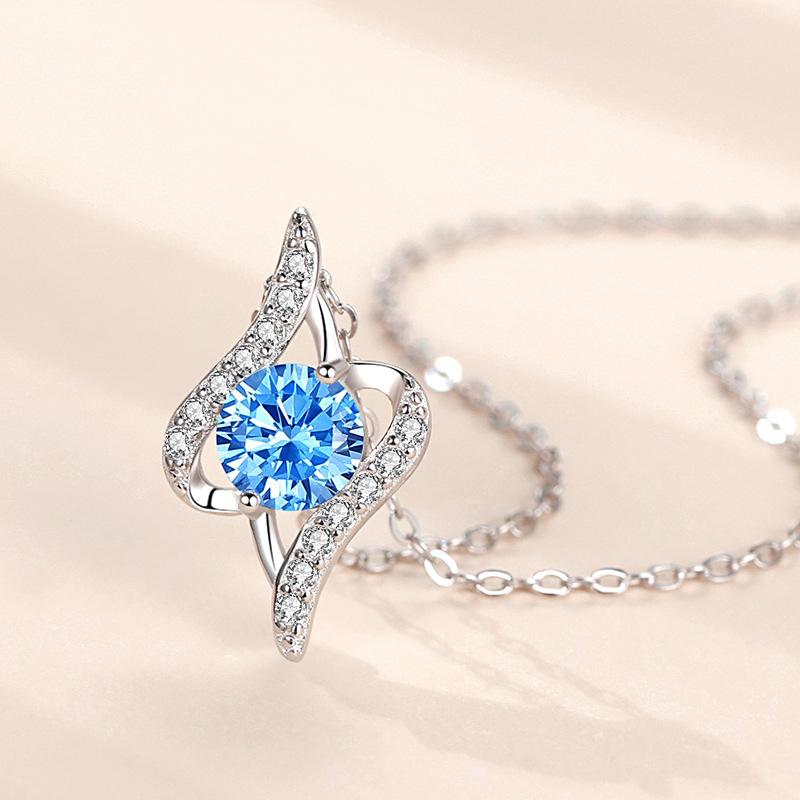 Hot Selling Stylish S925 Silver Rhodium-Plated Waterdrop Shape Pendant Necklace Zircon Trendy for Weddings Parties for Gift