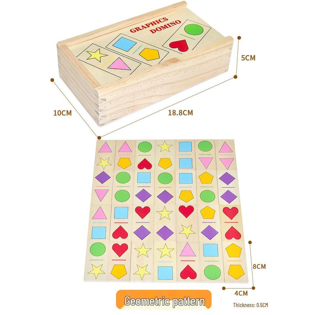 28-Piece Animal & Fruit Domino Puzzle Set for Kindergarten