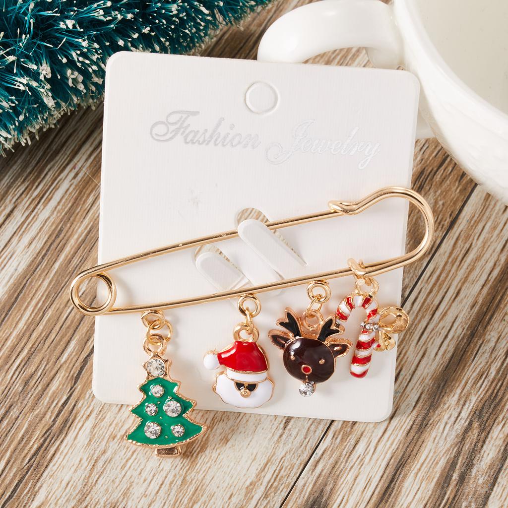 Fashion Christmas Brooch Pin For Women Men Santa Claus Snowflake Christmas Tree Bell Enamel Brooch New Year Xmas Decoration Gift
