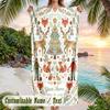 Windmill Village Adventure Theme Quick Dry Beach Towel Custom Name Text Print Large Sand Resistant Towel Beach Vacation