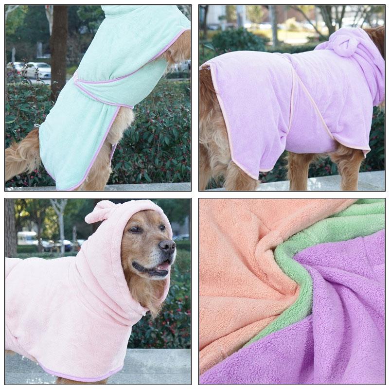 Super Absorbent Dog Bathrobe Pet Towel Bathrobe Bath Towels Quick-Drying Cat Dog Bath Towel Bath Supplies Dog Towel Microfiber