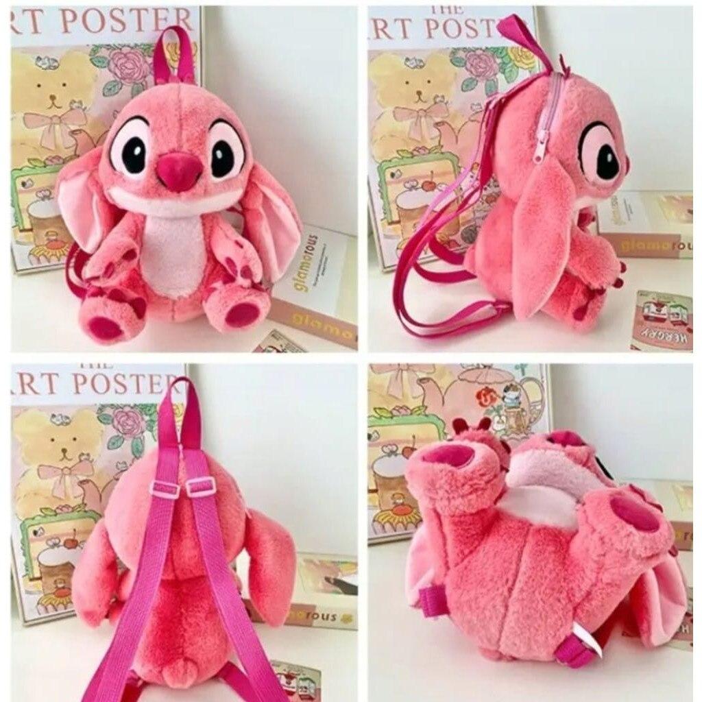 Angel Stitch Kids Backpack 30cm Pink, Soft Kindergarten Backpack for Preschoolers, Comfortable Daily Use School Bag