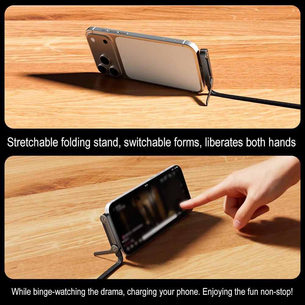 Folding Phone Holder Elbow Fast Charging Data Cable 240w Type-C To Type C 2IN1 Stand Phone Holder For iPhone 17 Tablet