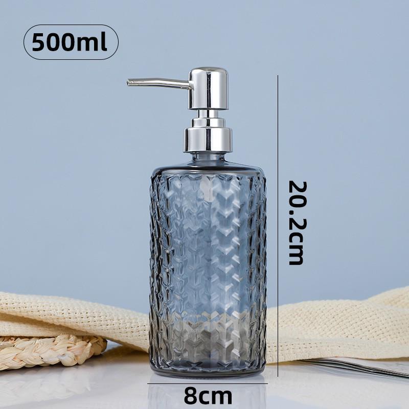 500ml European Style Refillable Glass Pump Bottle for Soap, Shampoo, Conditioner, or Shower Gel