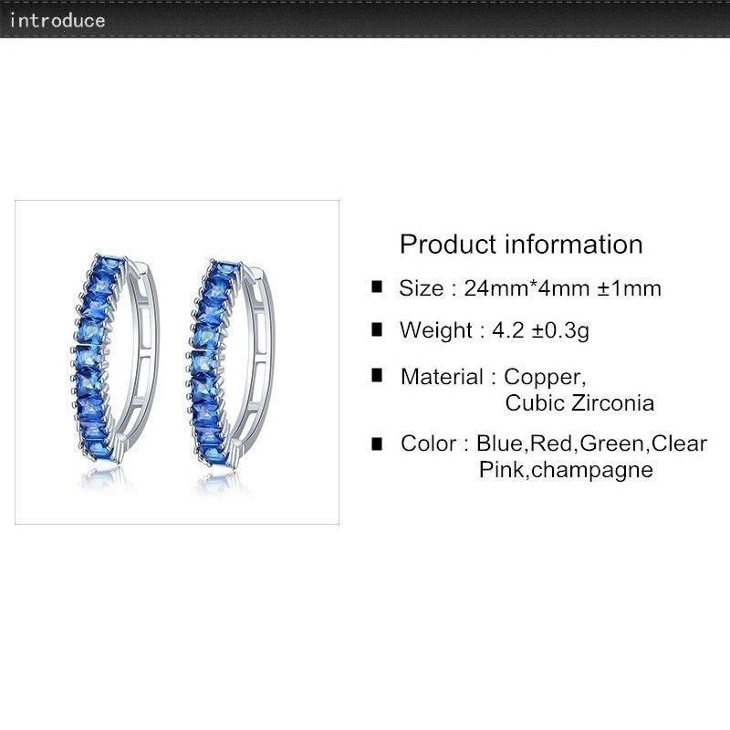 Luxus Aaa Zirkonia Creolen Große Kreis Huggie Ohrringe Für Frauen Blau Rot Edelstein Creolen Pendientes Schmuck Ohrringe