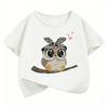 Summer Kid Teen Tshirt Short Sleeved Cartoon Owl Print Comfortable Casual Tops Tees Children's Clothing Boys and Girls T-shirt