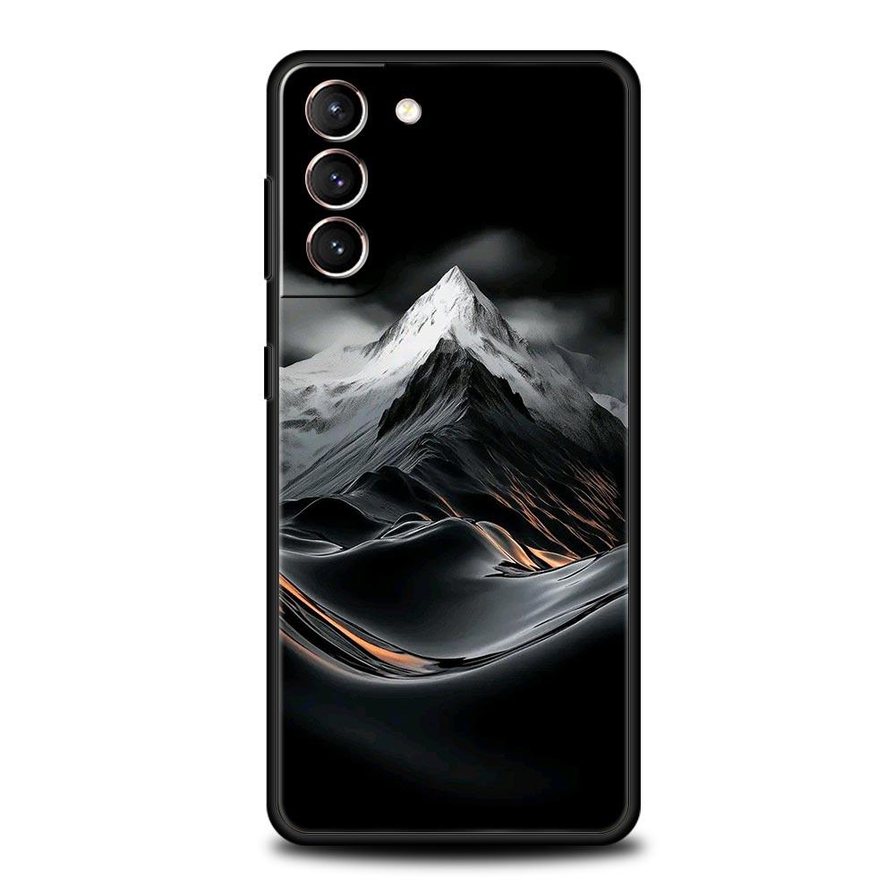 Black Mountain Peak Phone Case for Samsung Galaxy S26 S25 S24 S23 S22 S20 S21 FE Ultra S25 Edge Plus 5G Soft TPU Cover Funda Bag