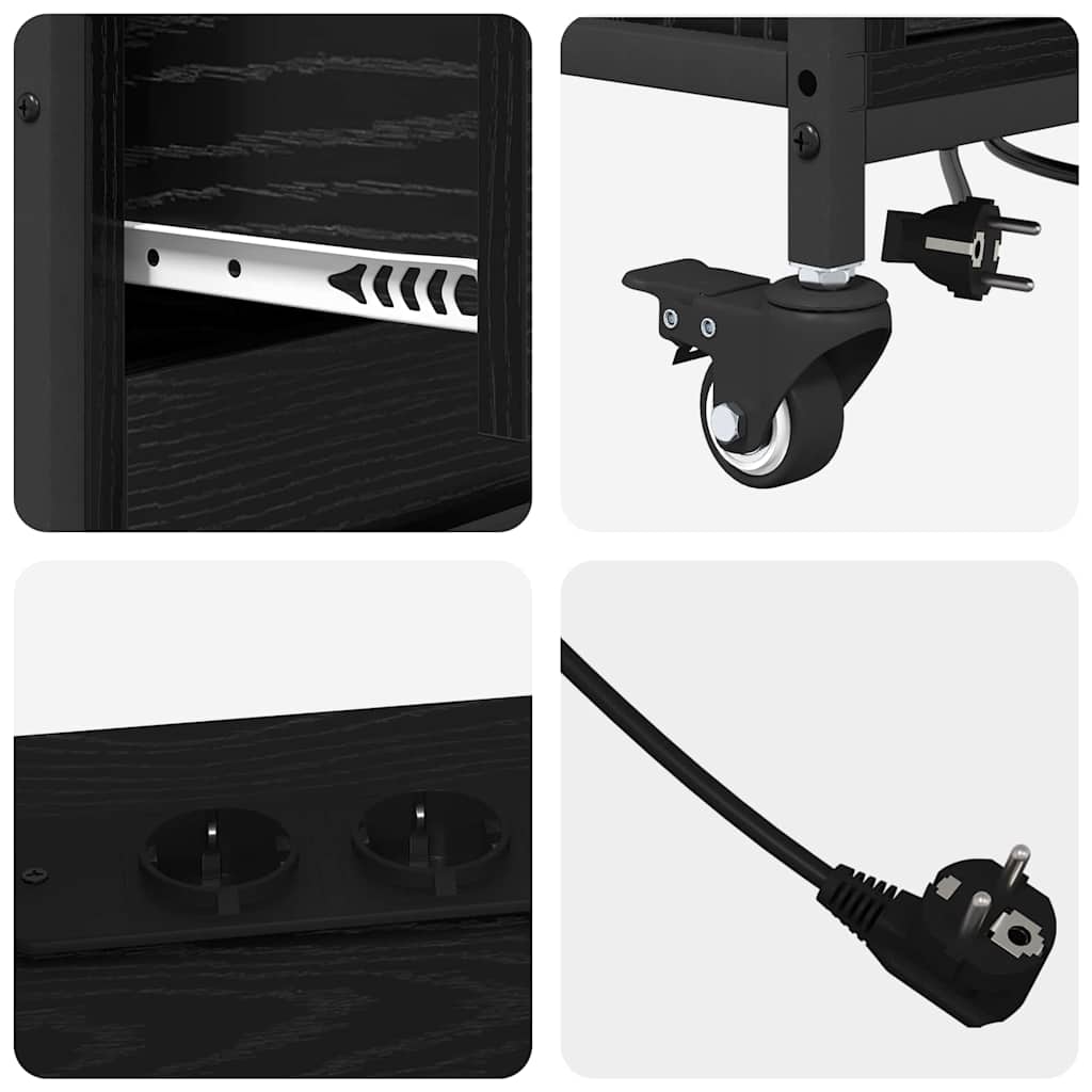 Cabinet with Charging Station Black Oak Effect 76 X 41 X 72 Cm