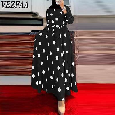 Robes décontractées à manches longues et imprimé pois pour femme, mode été printemps