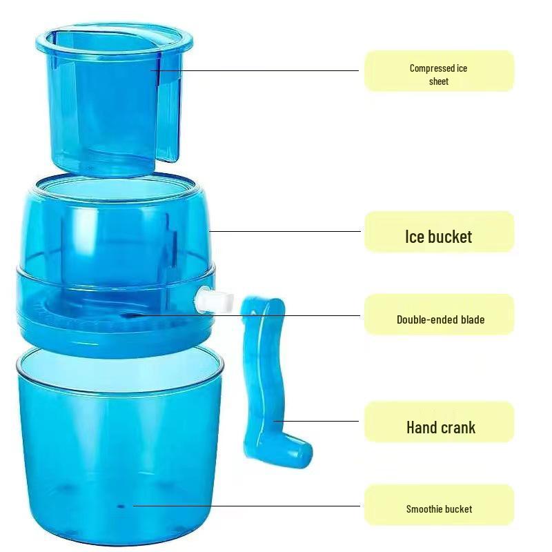 Vintage Hand-Crank Shaved Ice Maker, Compact Manual Smoothie & Ice Crusher, Large Capacity