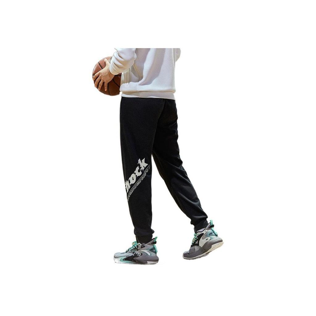 Anta Logo Print Elastic Waist Cuffed Sports Pants Men Pants Black 152131326-1