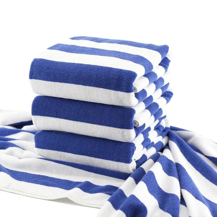 

Quick-Dry Highly Absorbent Beach Towel | Fast Drying Blue Striped Bath Towel | Lightweight Swim Wrap for Travel & Gym синій