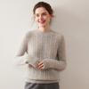 Women's Retro Cable Knit Cashmere Sweater - Autumn/Winter Slim Fit Round Neck Top