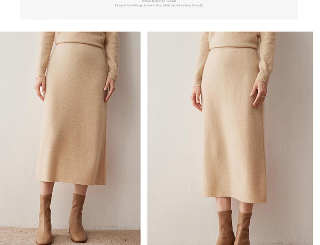Autumn/Winter 2025 Elegant Wool & Cashmere Knit Pencil Skirt - Women's Straight-Legged, Versatile, and Warm Outerwear.