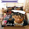 3pcs Custom Name Cartoon Juice WRLD Bedding Set Duvet Cover Closure Includes 1 Duvet Cover & 2 Pillowcases for All Seasons Bedroom Decor