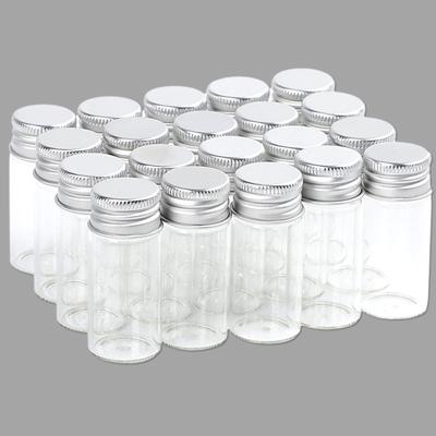 Rubonari Small Glass Bottles with Aluminum Caps, 5ml-25ml, 20 Bottles (Clear, 10ml)