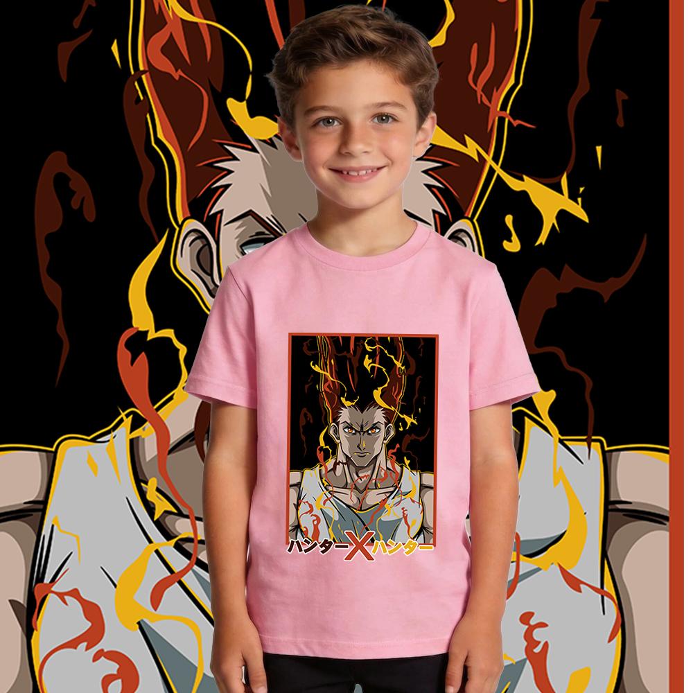 Hunter x Hunter Gon Anime Print Soft Cotton Kids T Shirt Casual Daily Wear for Boys and Girls Short Sleeve
