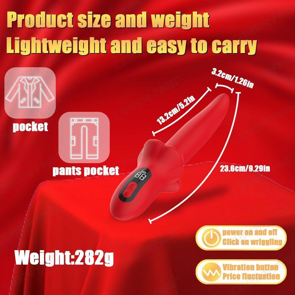 Display Screen Tongue Wiggling Vibrator - Dual Vibration Lip & Clitoral Stimulator, G-Spot Thrusting Massager Sex Toy